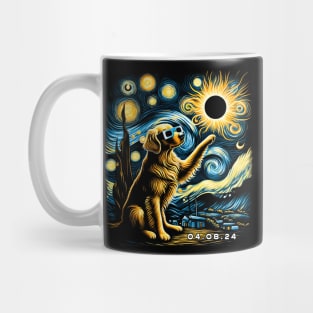 Golden Eclipse Retrievers: Stylish Tee Featuring Radiant Canine Companions Mug